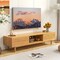 63 Inch Natural TV Stand Wicker Sliding Doors Media Console Up to 70 Inch TV